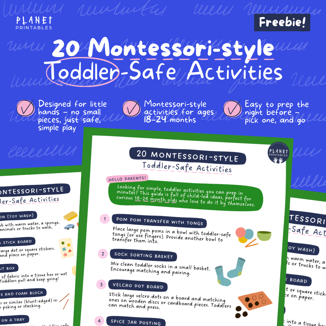 20 Montessori-style Toddler-Safe Activities (PDF Freebie!)