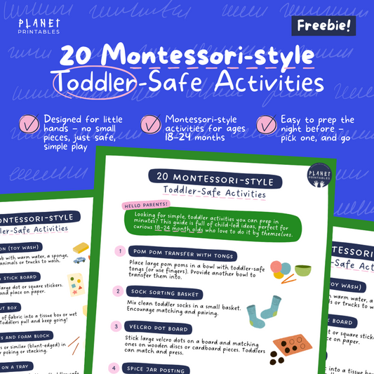 20 Montessori-style Toddler-Safe Activities (PDF Freebie!)